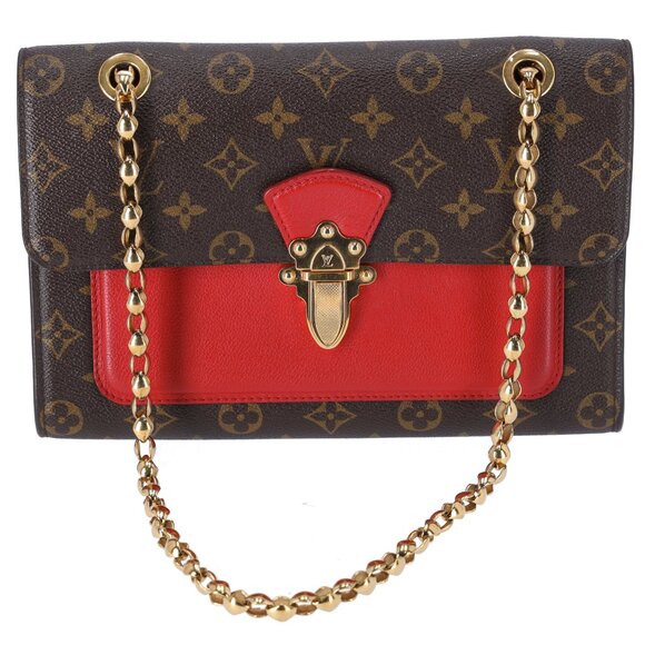 Louis Vuitton Victoire Chain Shoulder Bag Monogram Canvas Brown Cerise M41732 - Picture 1 of 11